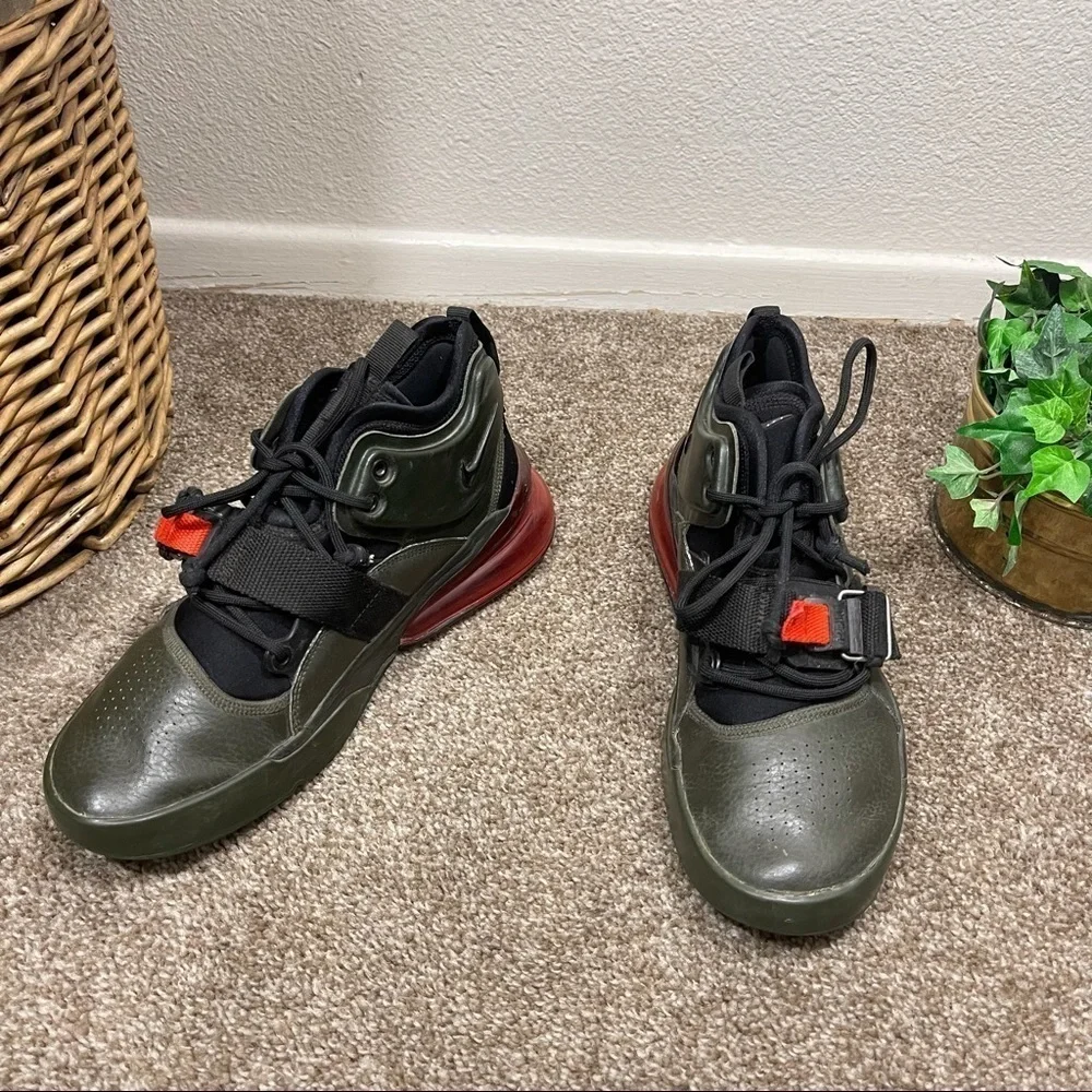 Nike Air Force 270 GS Sequoia Habanero Red black Green YOUTH Size 7Y